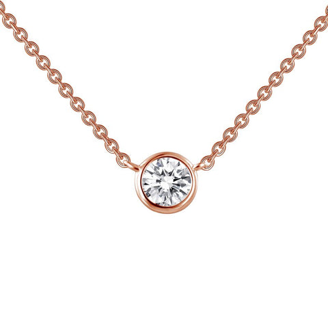Bezel Set Solitaire Necklace - Lafonn N0030CLR18